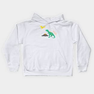 Jurassic Dinosaurs on Peach Kids Hoodie